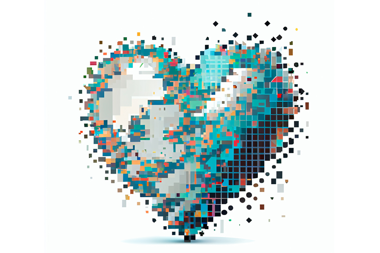Ein Herz aus Pixeln als Kunst