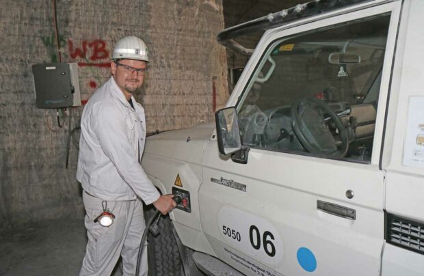 Testbetrieb in einer Grube des Werks Werra K+S erprobt Elektromobilität unter Tage