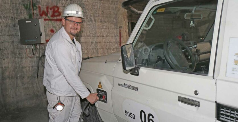Testbetrieb in einer Grube des Werks Werra K+S erprobt Elektromobilität unter Tage